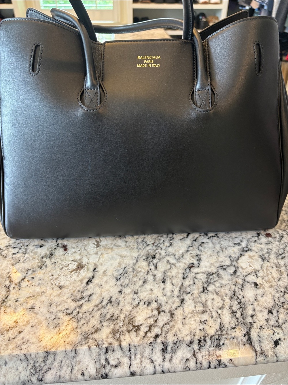 Balenciaga Bel Air Medium Black Leather Tote with Gold Hardware - Picture 6 of 12
